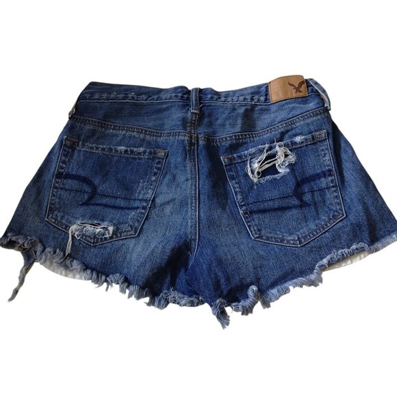 - American Eagle Vintage Hi-Rise Festival Women's Size 4 Distressed Denim Shorts - Picture 5 of 6